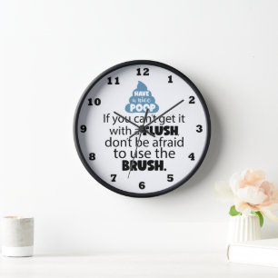 Horloge Drôle salle de bain flus brush art