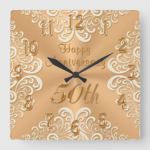Horloge du 50e anniversaire du Mariage Gold and Ec