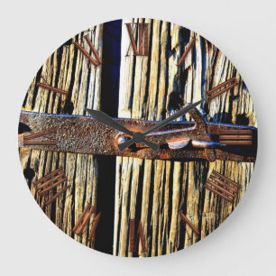 Horloge du chalet en bois rustique et fer métalliq