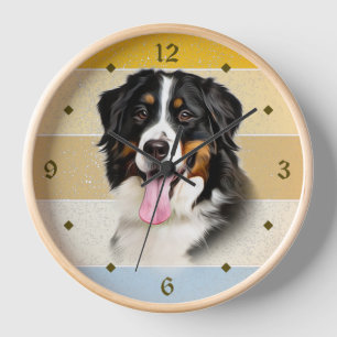 Horloge du coucher de soleil rétro du chien de mon