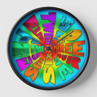 Horloge du mot en arc-en-ciel