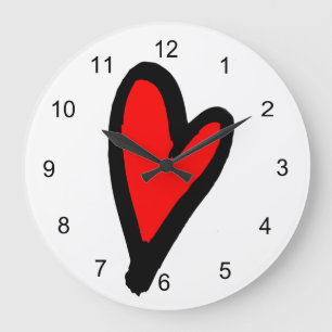 Horloge du mur acrylique du coeur rouge