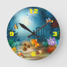 Horloge du mur acrylique du monde de la mer