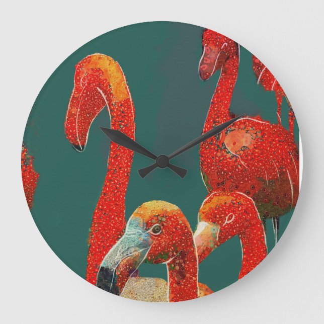 HORLOGE DU MUR ART Flamants roses (Recto)