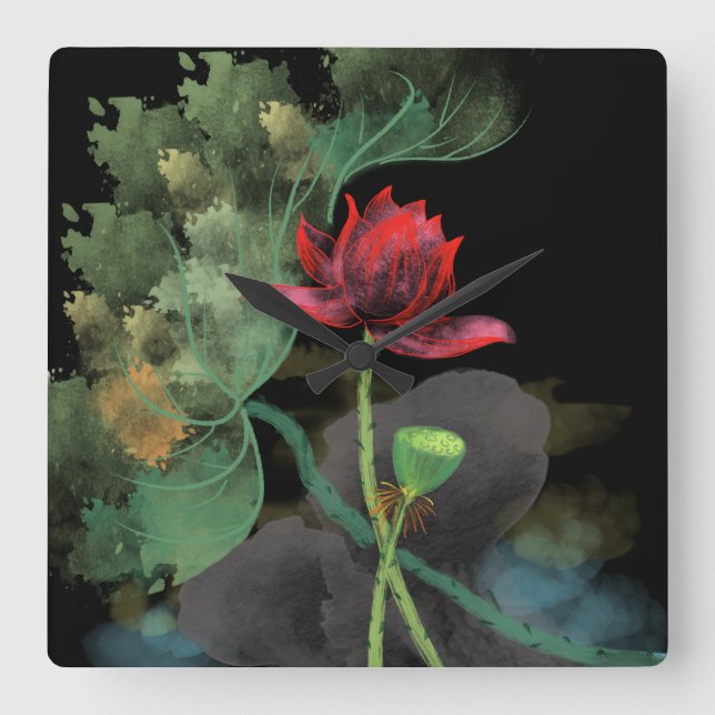 Horloge du mur de fleurs Lotus (Recto)