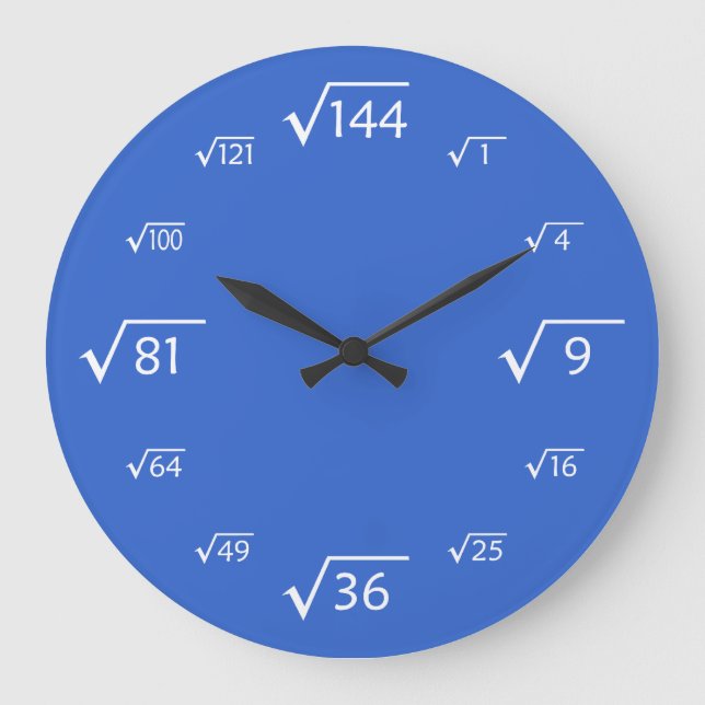 Horloge du mur racine carré (bleu/blanc) (Recto)