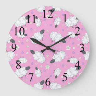Horloge du mur rose des moutons