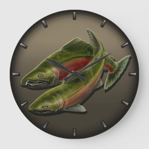 Horloge du pêcheur Coho Saumon Poisson Horloges mu