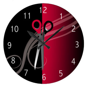 horloge du salon de coiffure rouge