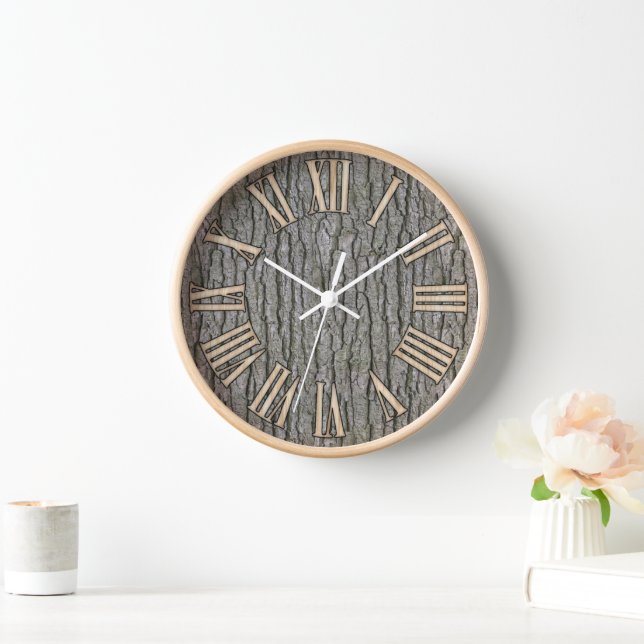 Horloge Écorce Rustique Faux Gris Sec (Maison)