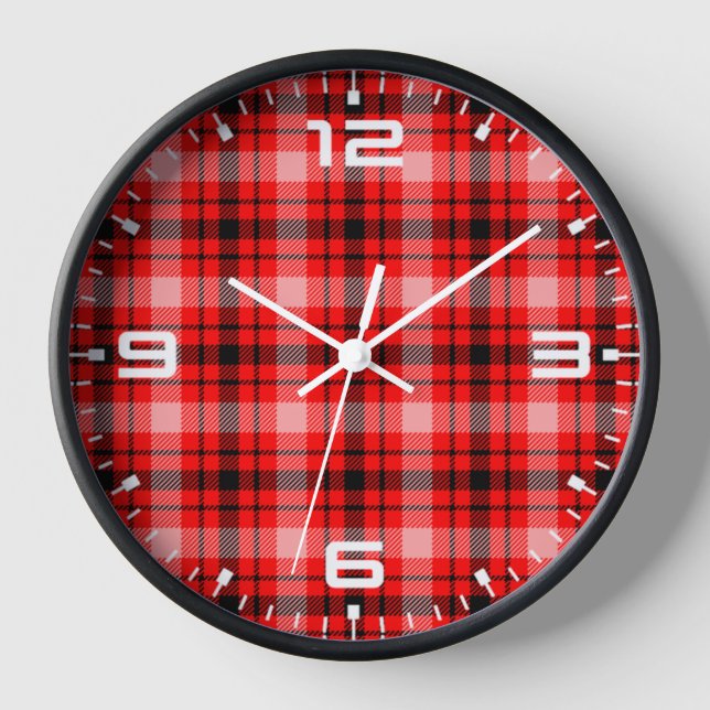 Horloge Élégance de Tartan rouge et noir (Recto)