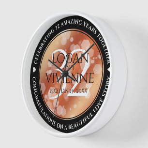 Horloge Élégant 32ème anniversaire de Mariage de bronze