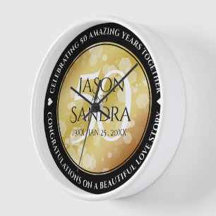 Horloge Élégant 50e anniversaire de Mariage d'or
