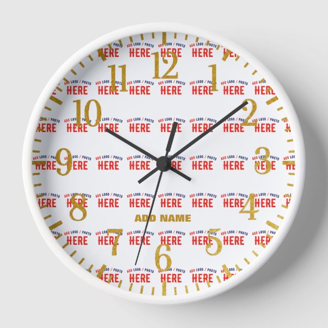 HORLOGE ÉLÉGANT BLANC PERSONNALISABLE MODERNE VERIFIED MAR (Recto)