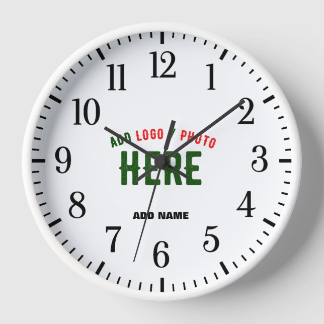 HORLOGE ÉLÉGANT BLANC PERSONNALISABLE MODERNE VERIFIED MAR (Recto)
