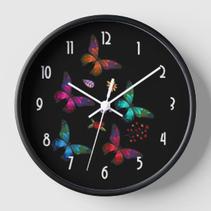 Horloge Elegant Colorful Butterflies Pattern