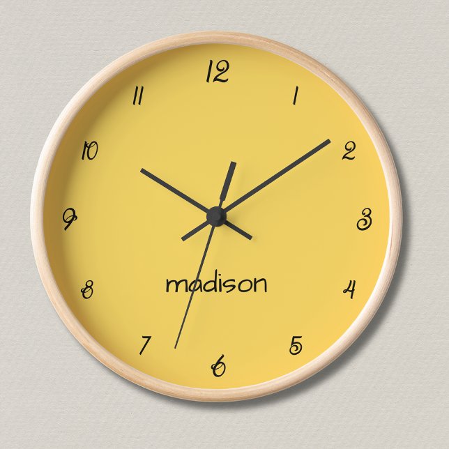 Horloge Elégant et chic Mustard Nom jaune et noir (Créateur téléchargé)
