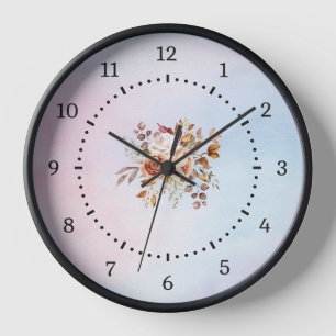 Horloge Élégant Floral Moderne Sarcelle