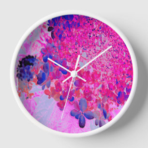 Horloge Elégant Fuchsia et bleu foncé Limelight Hydrangea