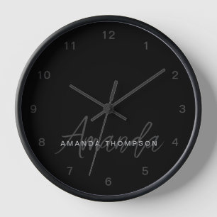 Horloge Élégant Moderne Personnalisé Avec Le Nom Monogramm