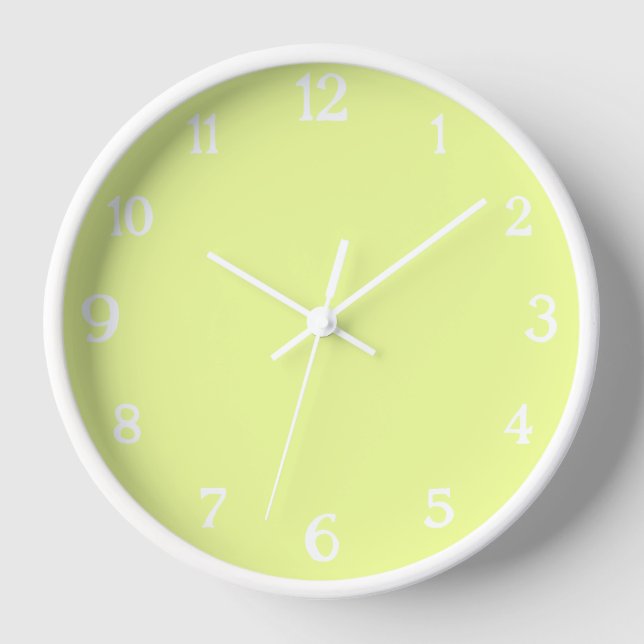 Horloge Élégant nombre blanc | Chaux Pastel Classique (Recto)