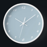 Horloge Élégant nombre blanc | Classic Pastel Blue<br><div class="desc">Élégant nombre blanc | Horloge bleue Pastel classique</div>