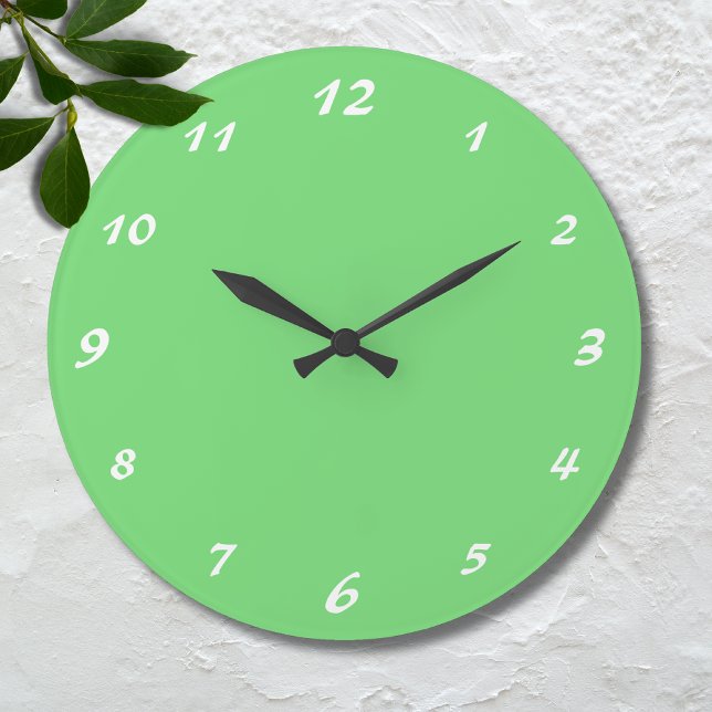 Horloge Élégant nombre blanc | Classic Pastel Green (Créateur téléchargé)