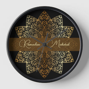 Horloge Elégant or ornemental et noir Ramadan Moubarak