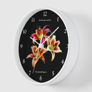 Horloge Elégant trio de jours roses jaunes Floral