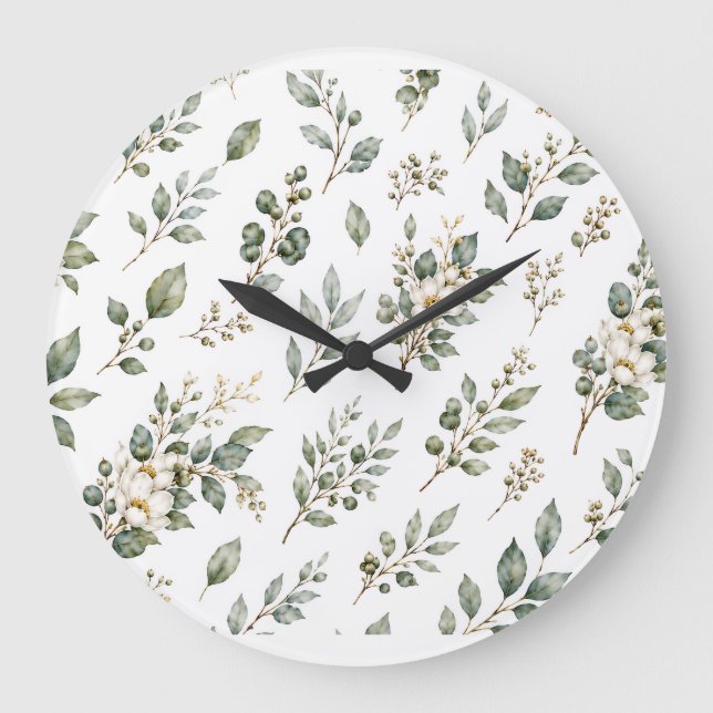 Horloge Élégante Botanique Eucalyptus Grande (Recto)