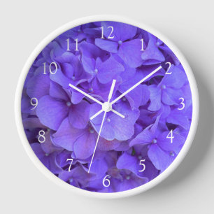 Horloge Elégante lavande violette lilas hydrangées florale