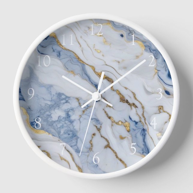 Horloge Elégante motif en granit bleu blanc (Recto)