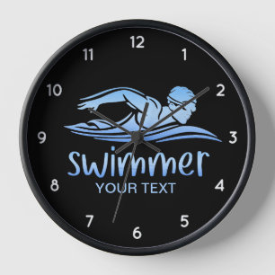 Horloge Elégante piscine Bleu Blanc Eau