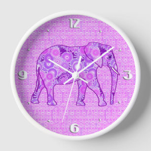 Horloge Éléphale tourbillon fractal - violet et orchidée