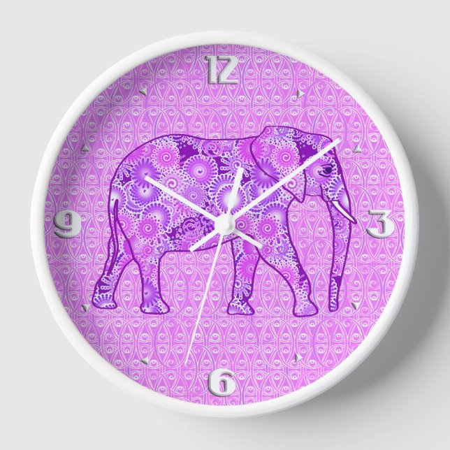 Horloge Éléphale tourbillon fractal - violet et orchidée (Recto)