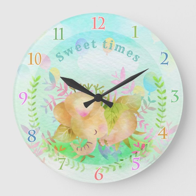 Horloge éléphant mignon (Recto)