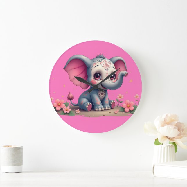 Horloge éléphant rose (Maison)
