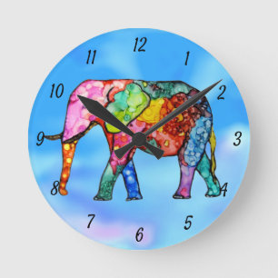 Horloge Eléphante mignonne et colorée
