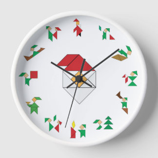 Horloge - Elfes de Noël et Tangrammes Père Noël