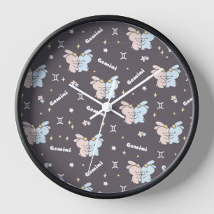 Horloge Embrasage Twin Bunnies - Gemini Zodiac Constellati