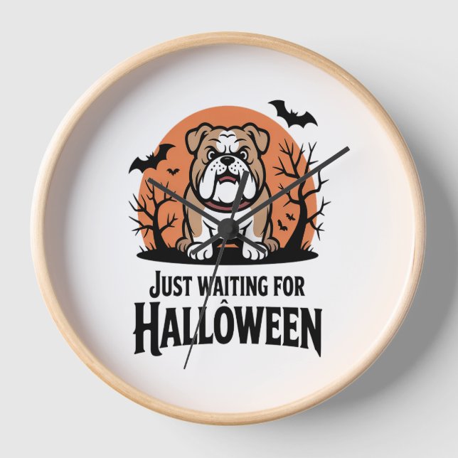 Horloge En attente du chien d'Halloween (Recto)