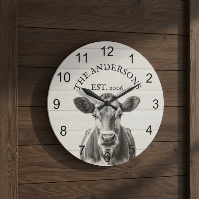 Horloge en bois de vache de ferme Personnalisé  (Créateur téléchargé)