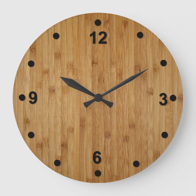 Horloge en bois en bambou rustique de regard (Recto)
