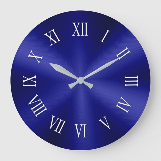 Horloge en métal bleu marine avec chiffres romains (Recto)