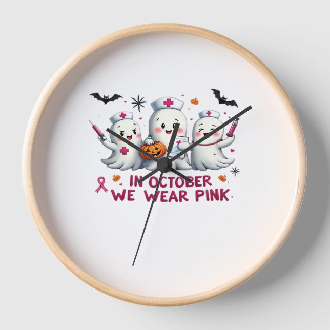 Horloge en octobre, nous portons la connaissance du cancer (Recto)