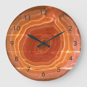 Horloge en pierre orange de tranche d'agate avec
