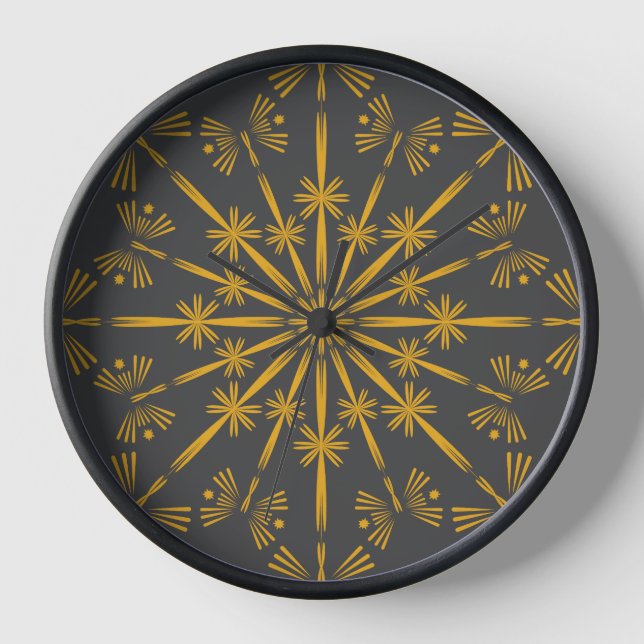 Horloge encadrée en bois de Mandala Retro (Recto)