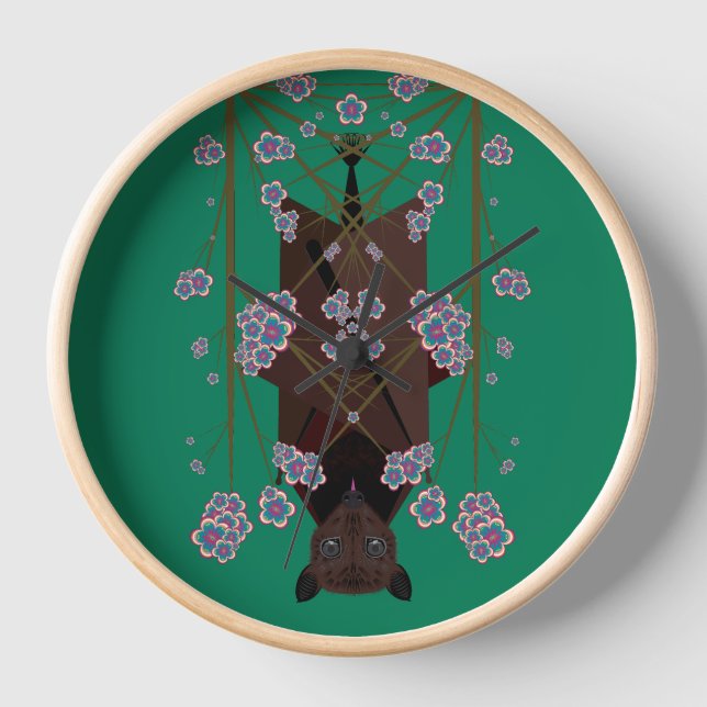 Horloge encadrée en bois de renard volant (Recto)