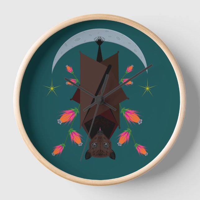 Horloge encadrée en bois Turquoise de Fox volant (Recto)