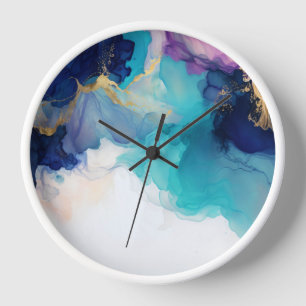 Horloge Encre d'alcool Abstrait fluide